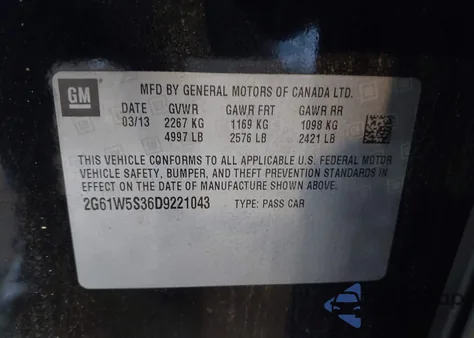 2013 Cadillac Xts W20 Livery Package z USA, uszkodzony, nr VIN 2G61W5S36D9221043